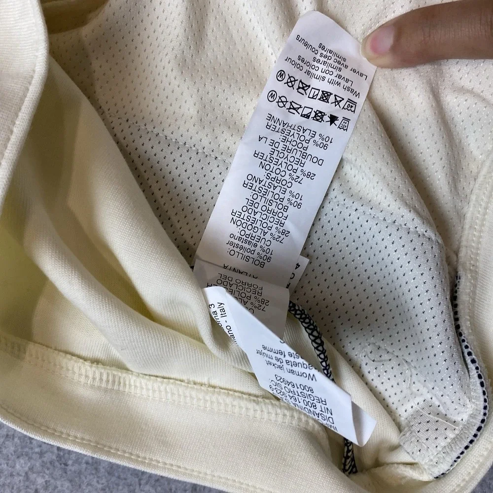 Oakley Pursuit Cruise Full Zip Hoodie Womens Sz S Cream Navy Blue Activewear Run - Picture 9 of 9